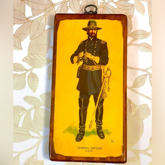 1961-1865  Uniforms of Civil War, General Officer USA photo on wood Sz 4”-8” - Picture 1 of 5